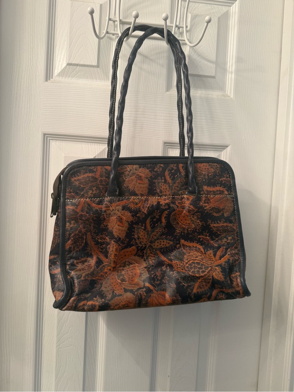Blue and brown Patricia Nash tote shoulder bag
